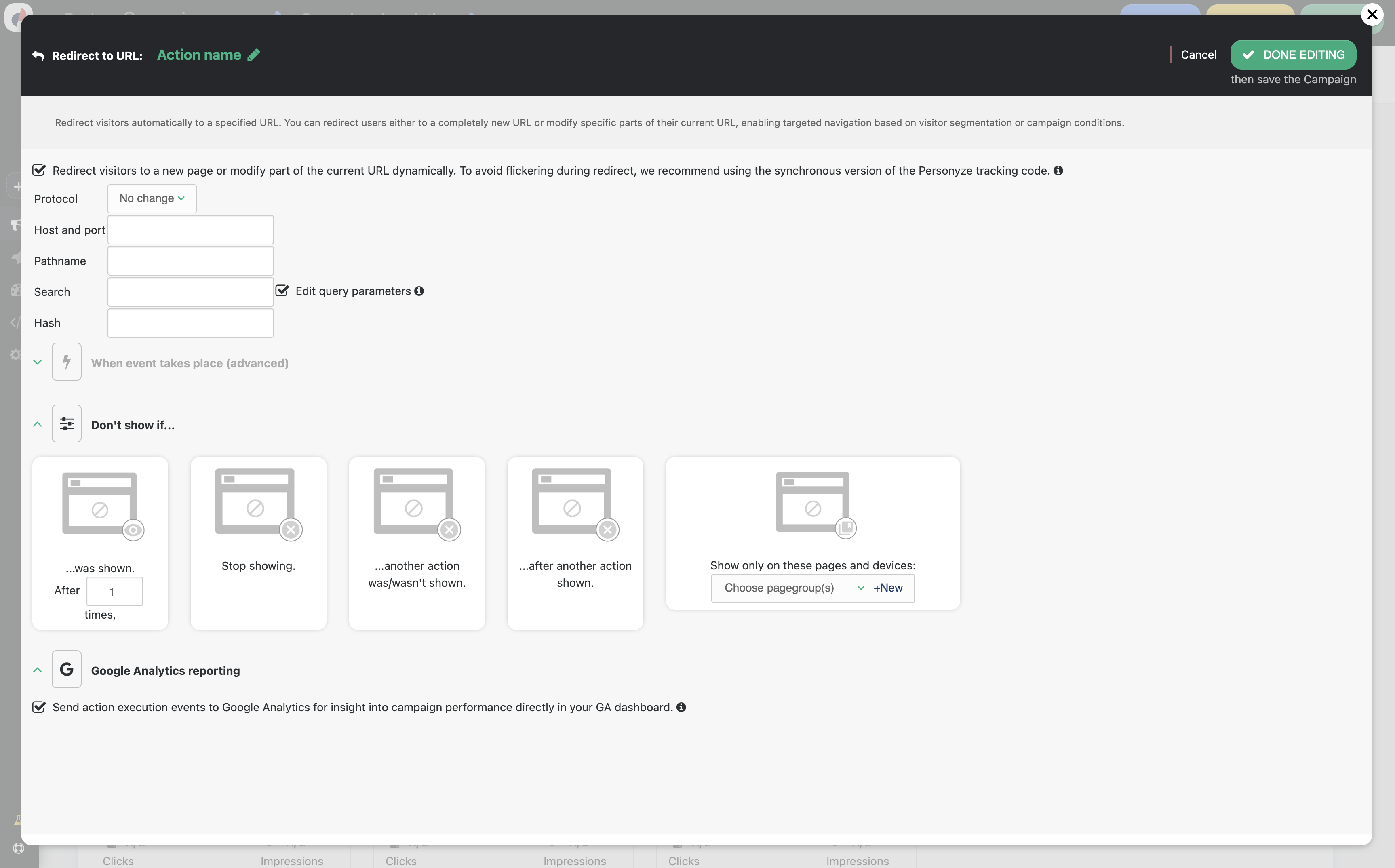 Use query string redirection to personalize destination pages without full reload